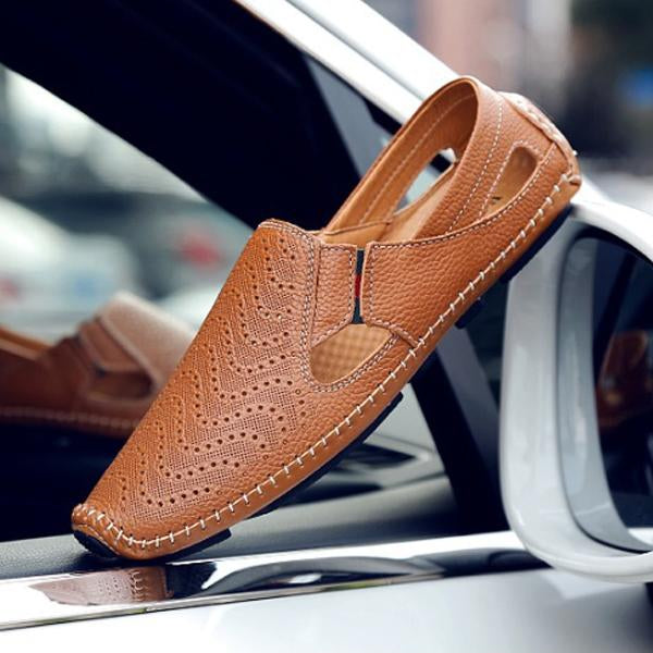 MEN'S LOW-TOP HOLLOW BREATHABLE FLAT DRIVING SHOES 18775993S