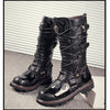 MEN'S ROUND TOE MOTORCYCLE METAL STYLE TIED BOOTS 56763646YL