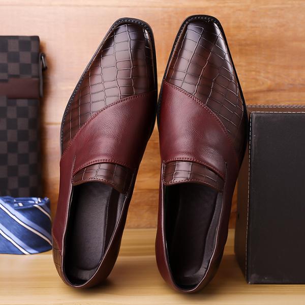 MEN'S STYLISH TEXTURED LEATHER SLIP-ON DRESS SHOES 15279050S