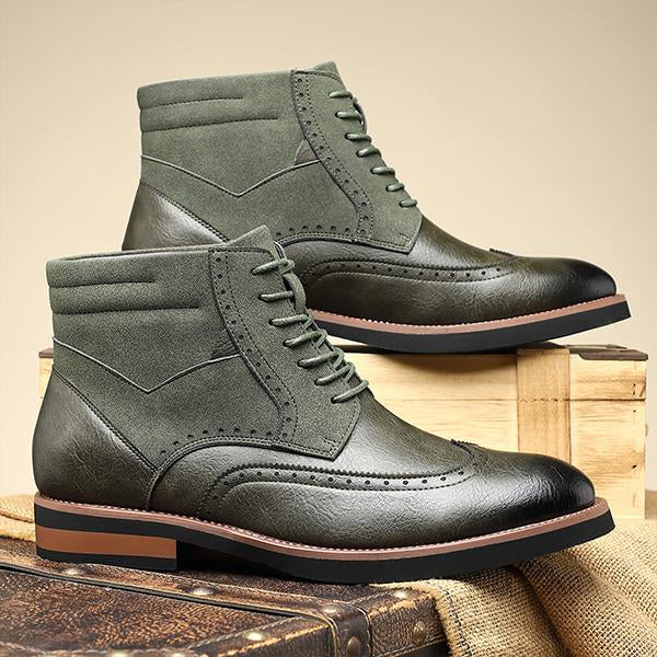 MEN'S RETRO CARVED SPLICING LACE-UP BOOTS 14362395S