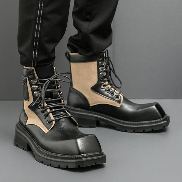 MEN'S STYLISH SQUARE TOE STREET MOTORCYCLE BOOTS 49609098S