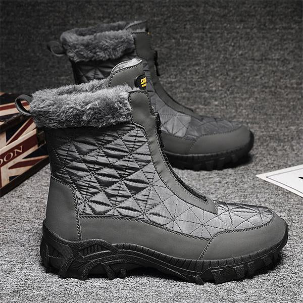 MEN'S WARM LINED COMFORTABLE FAUX FUR FRONT ZIPPER SNOW BOOTS 77673110YL