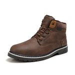 MEN'S  FAUX FUR INSULATED NON-SLIP OUTDOOR LACE-UP MID CALF BOOTIES 03684144YL