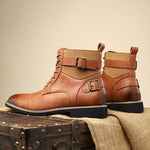 MEN'S CASUAL ANTI-SLIP BELT BUCKLE LACE UP BOOTS 07957754S