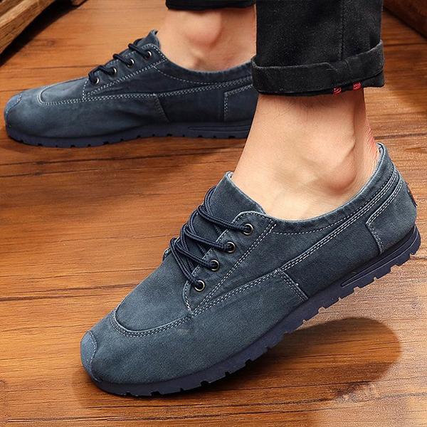 MEN'S BREATHABLE LACE-UP CANVAS CASUAL SHOES 15620779S