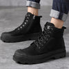 MEN'S RETRO BLACK CASUAL LACE-UP WORK ANKLE BOOTS 55601960S