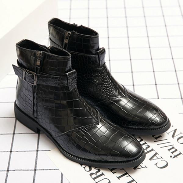 MEN'S FASHION CROCODILE PATTERN SIDE ZIPPER ANKLE BOOTS 75259248S