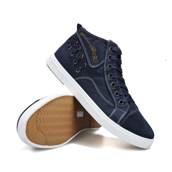 MEN'S RETRO CASUAL HIGH-TOP LACE-UP CANVAS SHOES 53276240S