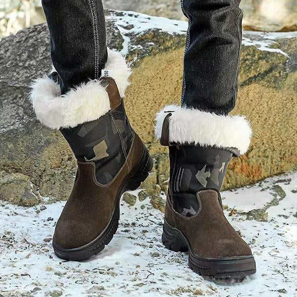 MEN'S WARM PLUSH SNOWPROOF THICK-SOLED SNOW BOOTS 54217781S