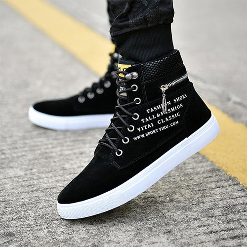 MEN'S CASUAL LETTER HIGH TOP CANVAS SHOES 34738690S