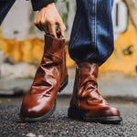 MEN'S VINTAGE PLEATED EMBROIDERED SIDE ZIP WESTERN BOOTS 32850963S