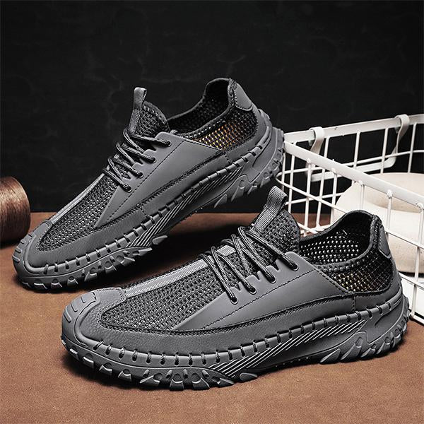 MEN'S RETRO LACE UP SOFT SOLED MESH CASUAL SHOES 61593532YL