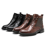 MEN'S VINTAGE STONE PATTERN LACE-UP BOOTS 90316758S