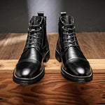 MEN'S VINTAGE STONE PATTERN LACE-UP BOOTS 90316758S