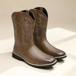 MEN'S CASUAL EMBROIDERED SQUARE TOE RIDER BOOTS 04487863S