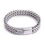 MEN'S TITANIUM STEEL STAINLESS STEEL DOUBLE ROW SQUARE CHAIN MAGNETIC BUCKLE BRACELET 70916637YL