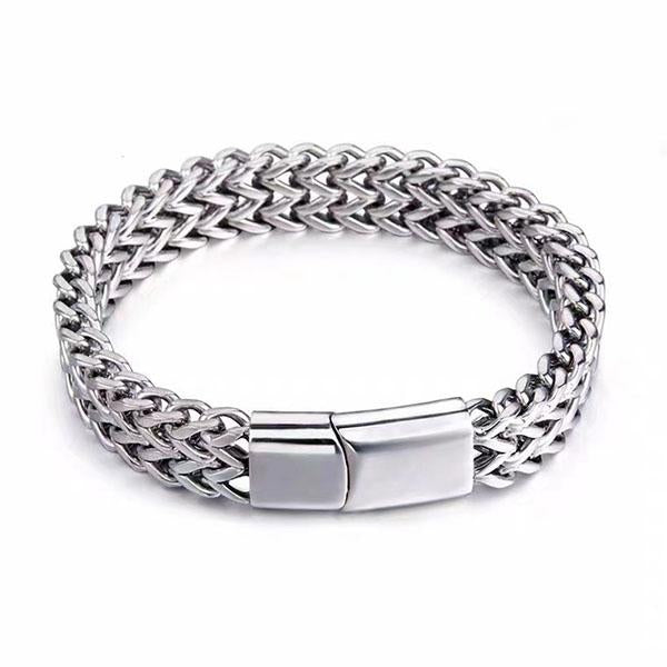 MEN'S TITANIUM STEEL STAINLESS STEEL DOUBLE ROW SQUARE CHAIN MAGNETIC BUCKLE BRACELET 70916637YL