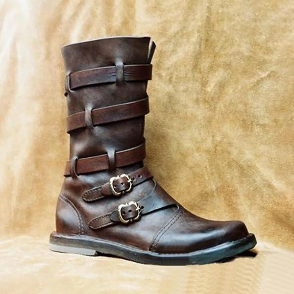 MEN'S VINTAGE MULTI-LAYER BUCKLE MID-CALF BOOTS 15883924S