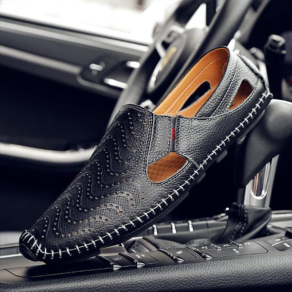 MEN'S LOW-TOP HOLLOW BREATHABLE FLAT DRIVING SHOES 18775993S