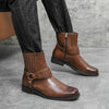 MEN'S RETRO SQUARE TOE SIDE ZIPPER ANKLE BOOTS 52076502YL