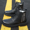 MEN'S RETRO BLACK WORKER STYLE LACE-UP BOOTS 61379377S