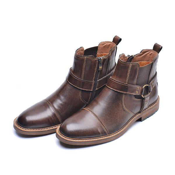 MEN'S SIDE ZIPPER ELASTIC RETRO WORKWEAR BOOTS 08932181YL