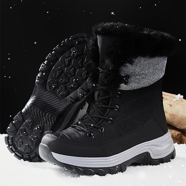 MEN WATERPROOF  FAUX FUR INSULATED WARM LINED NON SLIP HIKING BOOTS 09684620YL