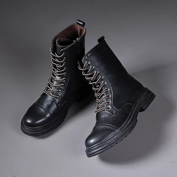 MEN'S CASUAL PATCHWORK ZIP-UP MOTORCYCLE BOOTS 32732082S