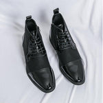 MEN'S CASUAL POINTED LACE UP LEATHER BOOTS 13835085YL