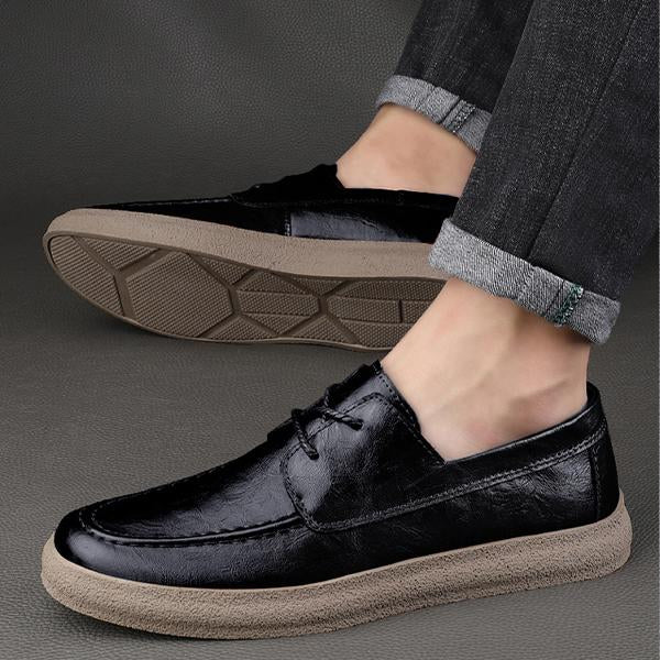 MEN'S RETRO LACE-UP CASUAL LEATHER SHOES 83370708S