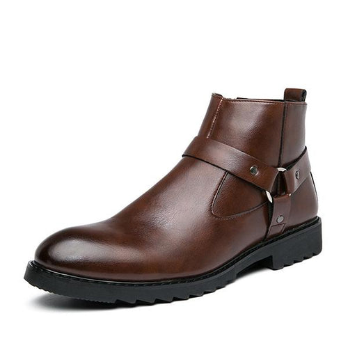 MEN'S SIDE ZIP LEATHER BOOTS 42181289YL