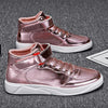 MEN'S CASUAL SPORTS PATENT LEATHER MID-TOP SNEAKERS 95732639S