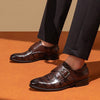 MEN'S RETRO SQUARE EMBOSSED BUCKLE MONK SHOES 26009159S