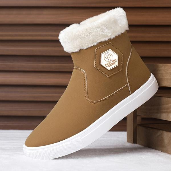 MEN'S FASHION PLUSH SIDE ZIPPER ANKLE SNOW BOOTS 03174802S