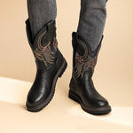 MEN'S RETRO TEXTURED ROUND TOE WESTERN BOOTS 38618275S