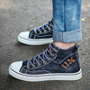 MEN'S CASUAL WASHED DENIM HIGH-TOP CANVAS SHOES 72208681S