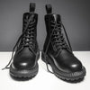 MEN'S STYLISH BLACK EIGHT-HOLE LACE-UP MOTORCYCLE BOOTS 25108579S