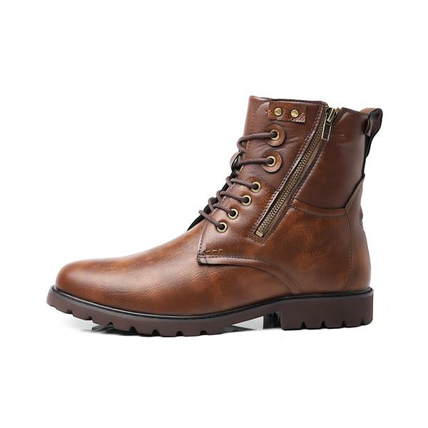 MEN'S STYLISH SIDE ZIPPER HIGH-TOP LACE-UP BOOTS 74537361S