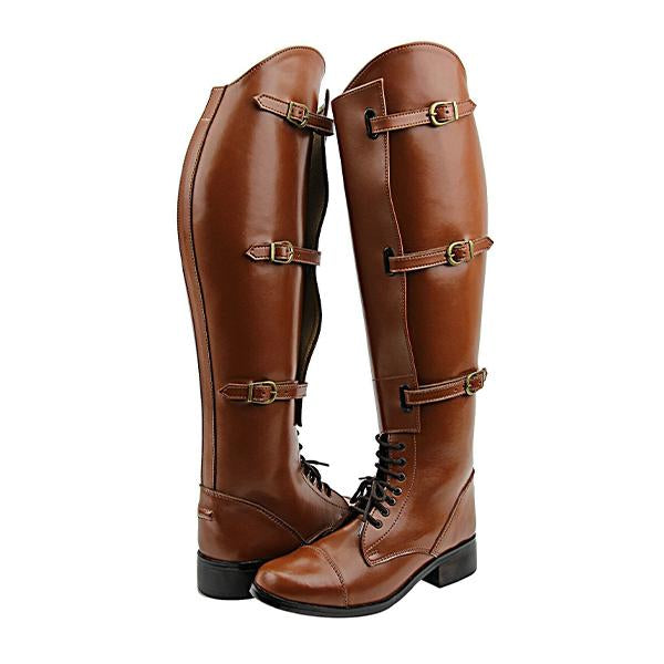 MEN'S SQUARE HEEL LACE-UP BUCKLE MOTORCYCLE BOOTS 14775106S