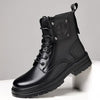 MEN'S STYLISH BLACK THICK-SOLED LACE-UP BOOTS 76330695S