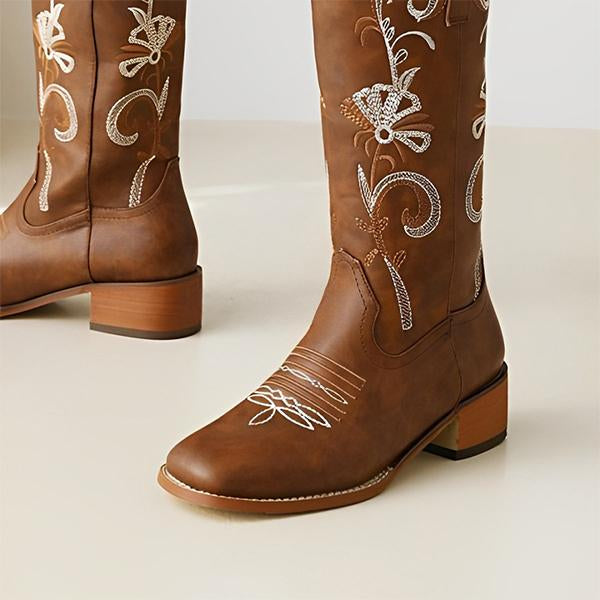 MEN'S SQUARE EMBROIDERED COWBOY BOOTS 73402939YL