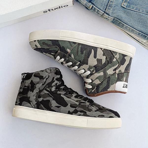 MEN'S CASUAL CAMOUFLAGE CANVAS HIGH-TOP SNEAKERS 81158803S