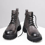 MEN'S FASHION SIDE ZIPPER HIGH TOP LACE UP BOOTS 05593128S