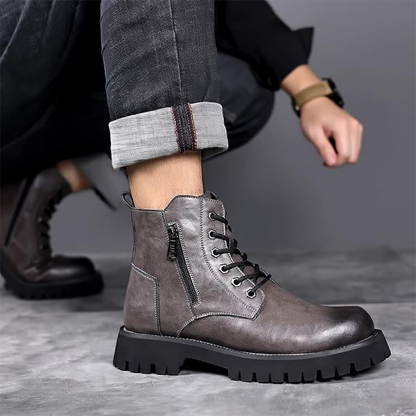 MEN'S FASHION SIDE ZIPPER HIGH TOP LACE UP BOOTS 05593128S