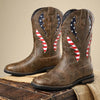 MEN'S WESTERN BOOTS WITH THICK HEEL AND FLAG PATTERN 14289234S