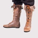 MEN'S RETRO MEDIEVAL LACE-UP CUFFED BOOTS 45332290S