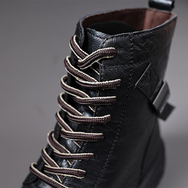 MEN'S RETRO LACE UP CASUAL LEATHER BOOTS 81247603YL