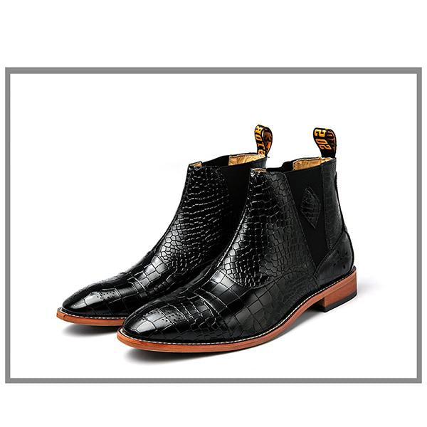 MEN'S POINTED BLACK ANKLE BOOTS 90051412YL