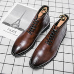 MEN'S BUSINESS LACE-UP HIGH-TOP LEATHER SHOES 29542789YL