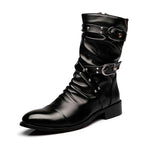 MEN'S STYLISH BELT BUCKLE HIGH TOP ANKLE BOOTS 04305927S